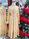 Elegant European Style Floral Stand Collar Long Sleeve Maxi Dress